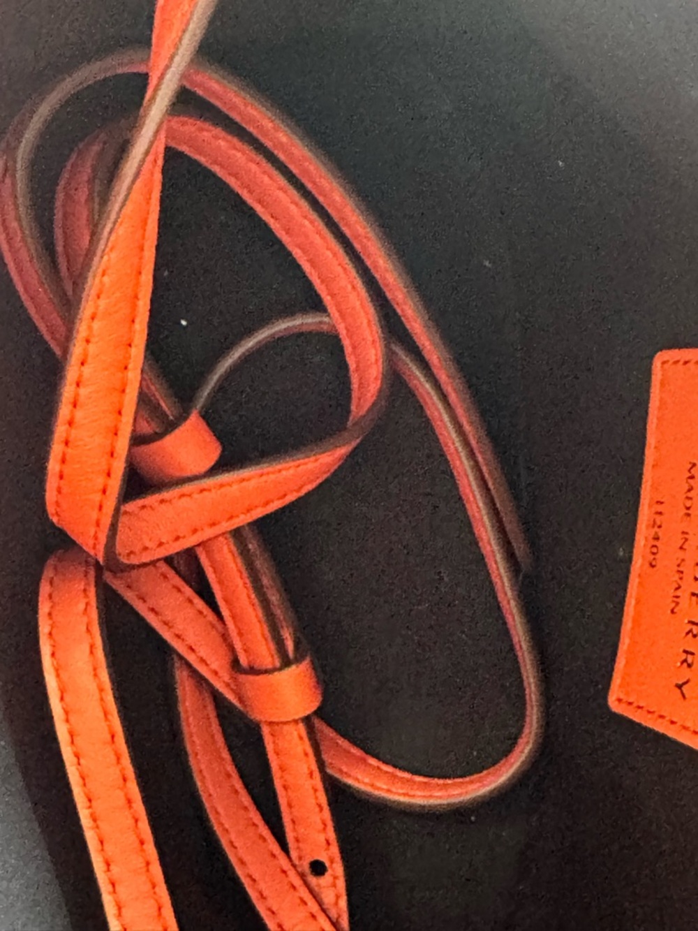 Strathberry Charlotte Orange Leather Drawstring Mini Pouch with Gold Accents - Picture 4 of 5